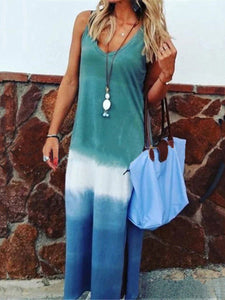 Casual Loose Gradient Tie-dye Sleeveless Maxi Dress
