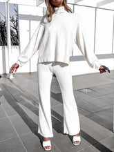 Load image into Gallery viewer, Simple Casual Loose High Neck Top Pants Knit Suit

