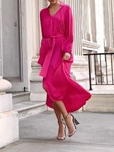 Load image into Gallery viewer, V-neck Solid Color Wide Loose Dress
