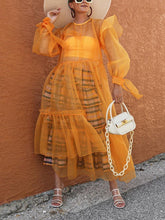 Load image into Gallery viewer, Mesh Stitching Long-sleeved Loose Dress

