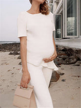 Load image into Gallery viewer, Round Neck Short Sleeve Knitted Loose Suit
