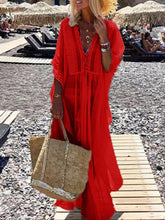 Load image into Gallery viewer, V-Neck See Through Vacation Maxi Dress

