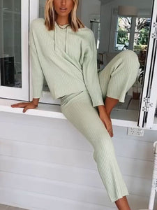 Two-piece Solid Color V-neck Hoodie