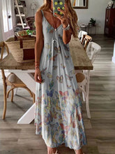 Load image into Gallery viewer, Fashion Holiday Butterfly Print Suspender Dress
