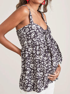 Fashion Strapless Floral Print Maternity Top