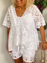 Load image into Gallery viewer, Romantic Lace V Neck Top Shorts Set
