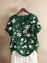 Load image into Gallery viewer, Floral Round Neck Short Sleeve T-shirt
