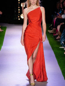 Fashion Sexy One-shoulder Sleeveless Evening Dress