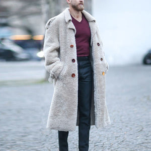 Men'S Retro Single-Breasted Long Sleeve Pocket Coat