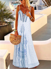 Load image into Gallery viewer, Bohemian Vintage V-Neck Loose Casual Suspender Dress
