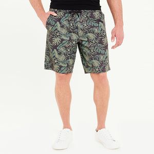 Men's Leaf Print Drawstring Shorts