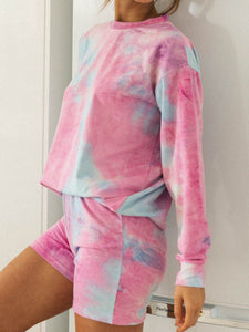 Round Neck Long Sleeve Tie-dye Suit