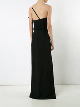 Load image into Gallery viewer, Solid Color One-Shoulder Slit Ladies Dress

