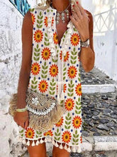 Load image into Gallery viewer, Vintage Bohemian Vintage Floral Tassel Dress
