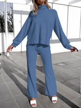 Load image into Gallery viewer, Simple Casual Loose High Neck Top Pants Knit Suit
