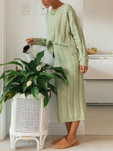 Load image into Gallery viewer, Simple Casual Loose Round Neck Long Sleeved Shirt Skirt Knit Suit
