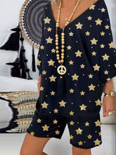 Load image into Gallery viewer, Deep V-Neck Star Print Shorts Set
