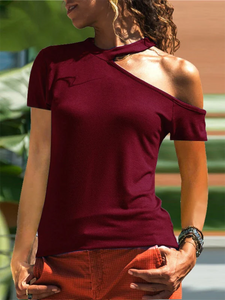 Pure Color Cotton Blend T-Shirts Casual Blouses