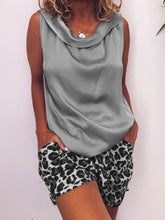 Load image into Gallery viewer, Retro Casual Loose Top Leopard Print Shorts Suit

