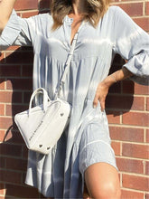Load image into Gallery viewer, V-neck Ruffled Mid-long Sleeve Loose Casual Dress
