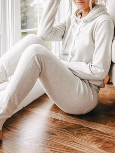 Casual Loose Solid Color Hooded Top Trousers Two-piece Suit