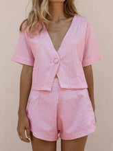 Load image into Gallery viewer, Holiday V-neck Plaid Print Suit
