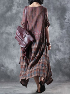 Fashionable Striped Print Split Dress