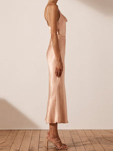 Solid Color Sling Party Evening Dress