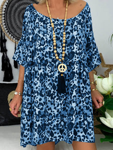 Leopard Swing Holiday Half Sleeve Dresses