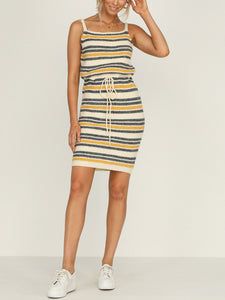 Striped Print Sleeveless Loose Dress