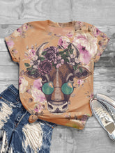 Load image into Gallery viewer, Casual Impression Glasses Cow Print Fashion T-shirt
