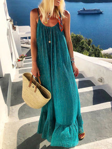 Fashionable Casual Bohemian Solid Color Dress