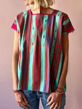 Load image into Gallery viewer, Fashion Casual Round Neck Embroidered Striped Top
