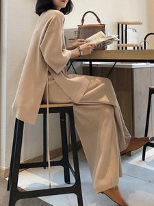 Casual Loose Top Pants Knitted Suit