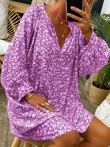 Fashion Floral Print V-neck Dress