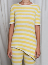 Load image into Gallery viewer, Round neck short sleeve striped printed knitted suit
