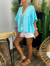 Load image into Gallery viewer, Simple Casual Loose Short Sleeve V Neck Top
