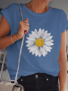 Short Sleeve Round Neck Printed Casual Tops