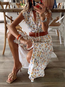 Casual Fashion Small Floral Shirt Dress