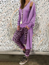 Load image into Gallery viewer, Casual Loose V-Neck Top Leopard-Print Pants Coat Three-Piece Suit
