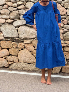 Solid-Colored Round-Necked Trouser Dress