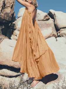 Summer Casual Sexy Backless Sling Loose Maix Dress