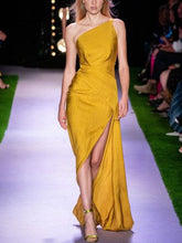 Load image into Gallery viewer, Fashion Sexy One-shoulder Sleeveless Evening Dress
