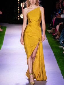 Fashion Sexy One-shoulder Sleeveless Evening Dress