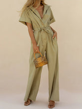 Load image into Gallery viewer, Fashion Simple Casual Loose V Neck Short-Sleeved Jumpsuit
