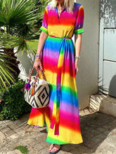 Load image into Gallery viewer, Bohemian Rainbow Print Maxi Dress

