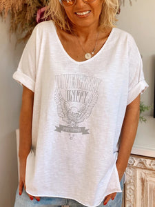 V-neck Short Sleeve Top Printed T-shirts
