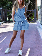 Load image into Gallery viewer, Casual Loose Comfortable V Neck Sling Tops Shorts Set
