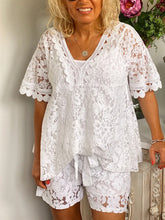 Load image into Gallery viewer, Romantic Lace V Neck Top Shorts Set
