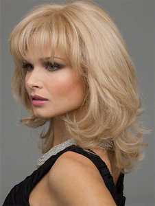 Blonde Bob Short Micro Curly Air Bangs Synthetic Wigs